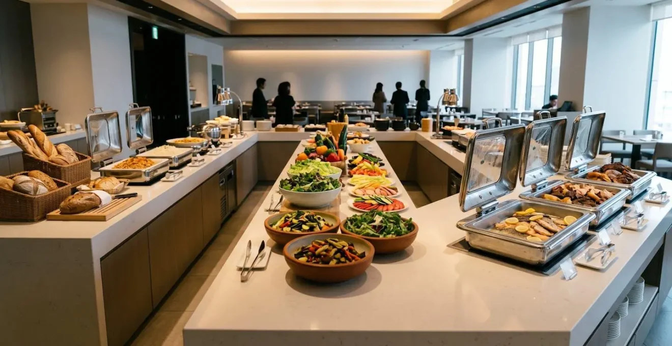 Disposition stratégique d'un buffet de restaurant dans un hôtel all-inclusive