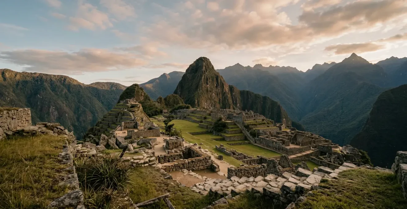 Vue paisible et contemplative d'un site du patrimoine mondial UNESCO désert au lever du soleil