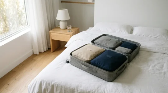 Valise compartimentee avec cubes de rangement pour circuit itinerant sans stress